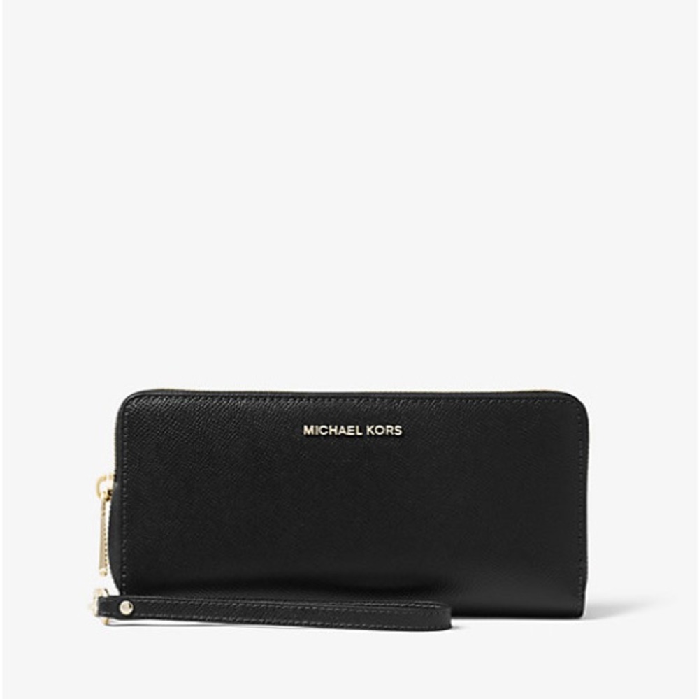 Michael Kors Large Saffiano Leather Continental Wallet in Black